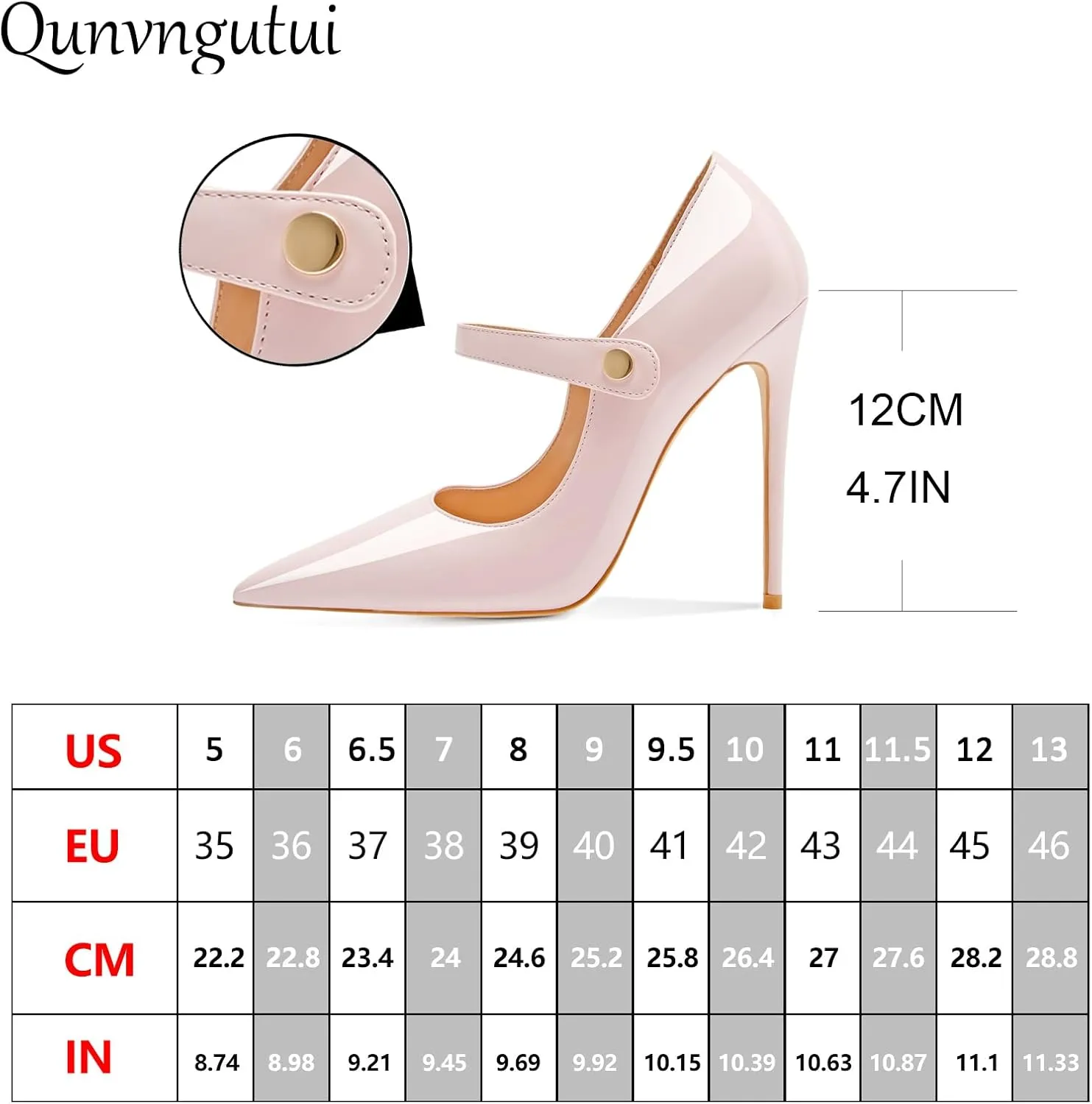 Womens Pointed-Toe Bag-Toe Ankle Strap 4.7 in High Heels Pumps Party Nightclub Wedding Daily Wild Shoes