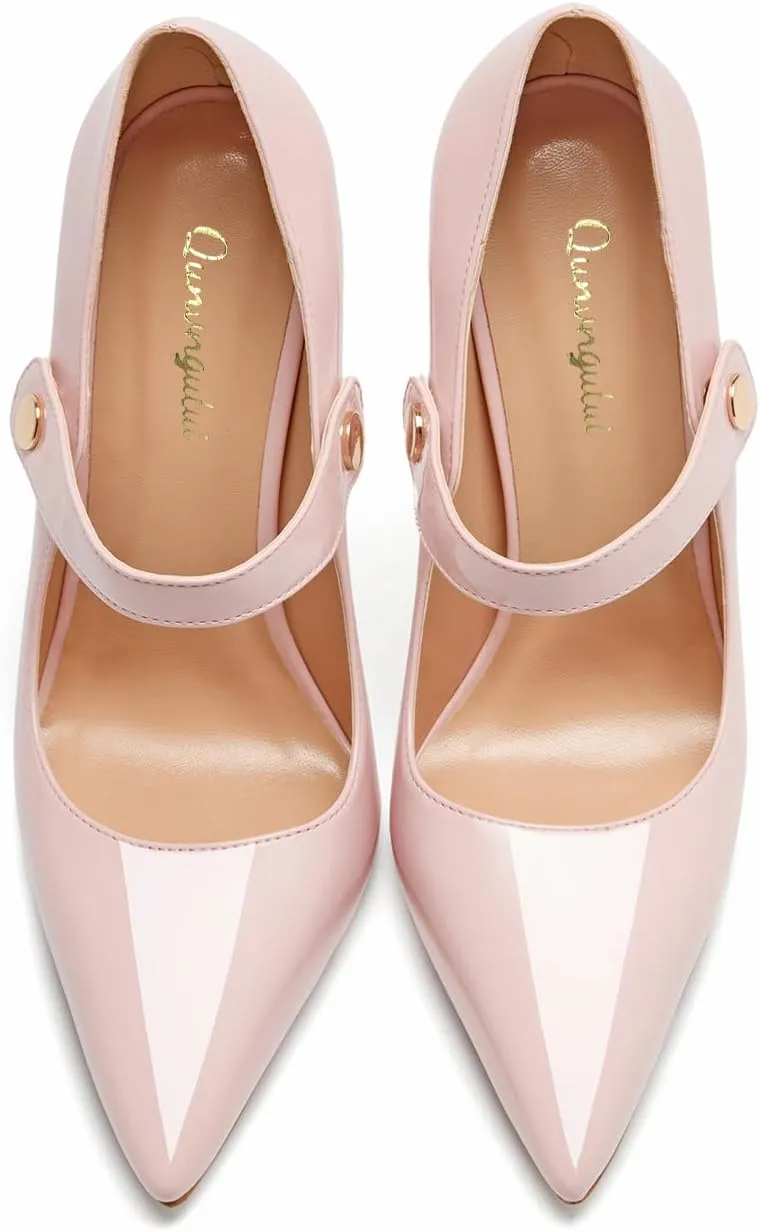 Womens Pointed-Toe Bag-Toe Ankle Strap 4.7 in High Heels Pumps Party Nightclub Wedding Daily Wild Shoes