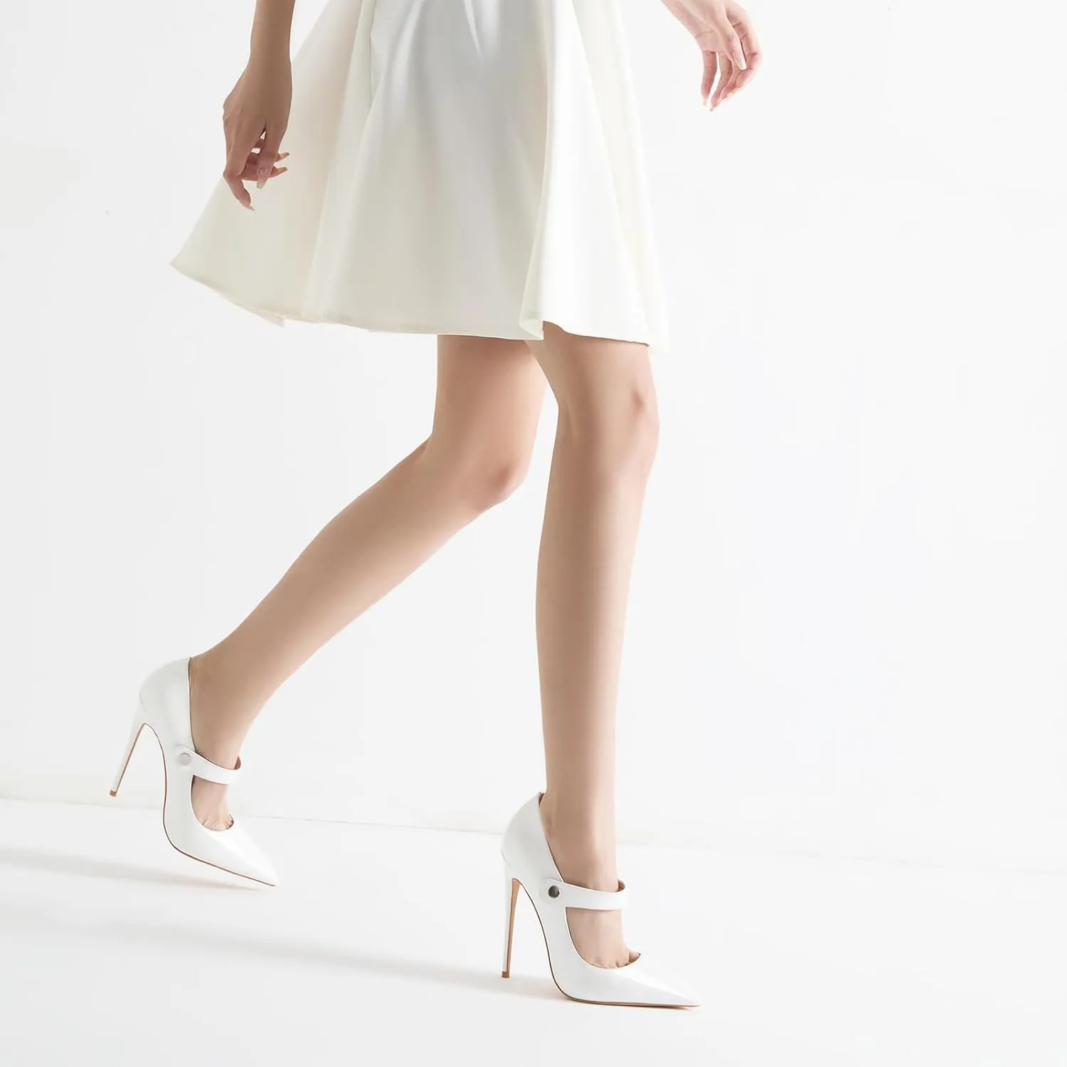 Womens Pointed-Toe Bag-Toe Ankle Strap 4.7 in High Heels Pumps Party Nightclub Wedding Daily Wild Shoes
