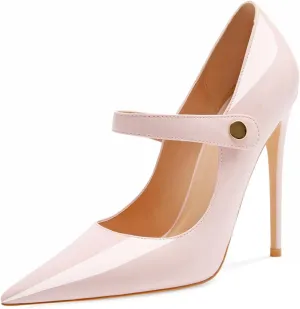 Womens Pointed-Toe Bag-Toe Ankle Strap 4.7 in High Heels Pumps Party Nightclub Wedding Daily Wild Shoes