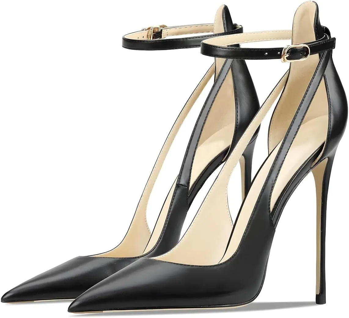 Women's Pointed-Toe Bag-Toe Strappy High-Heeled Shoes Sexy Stiletto Pumps