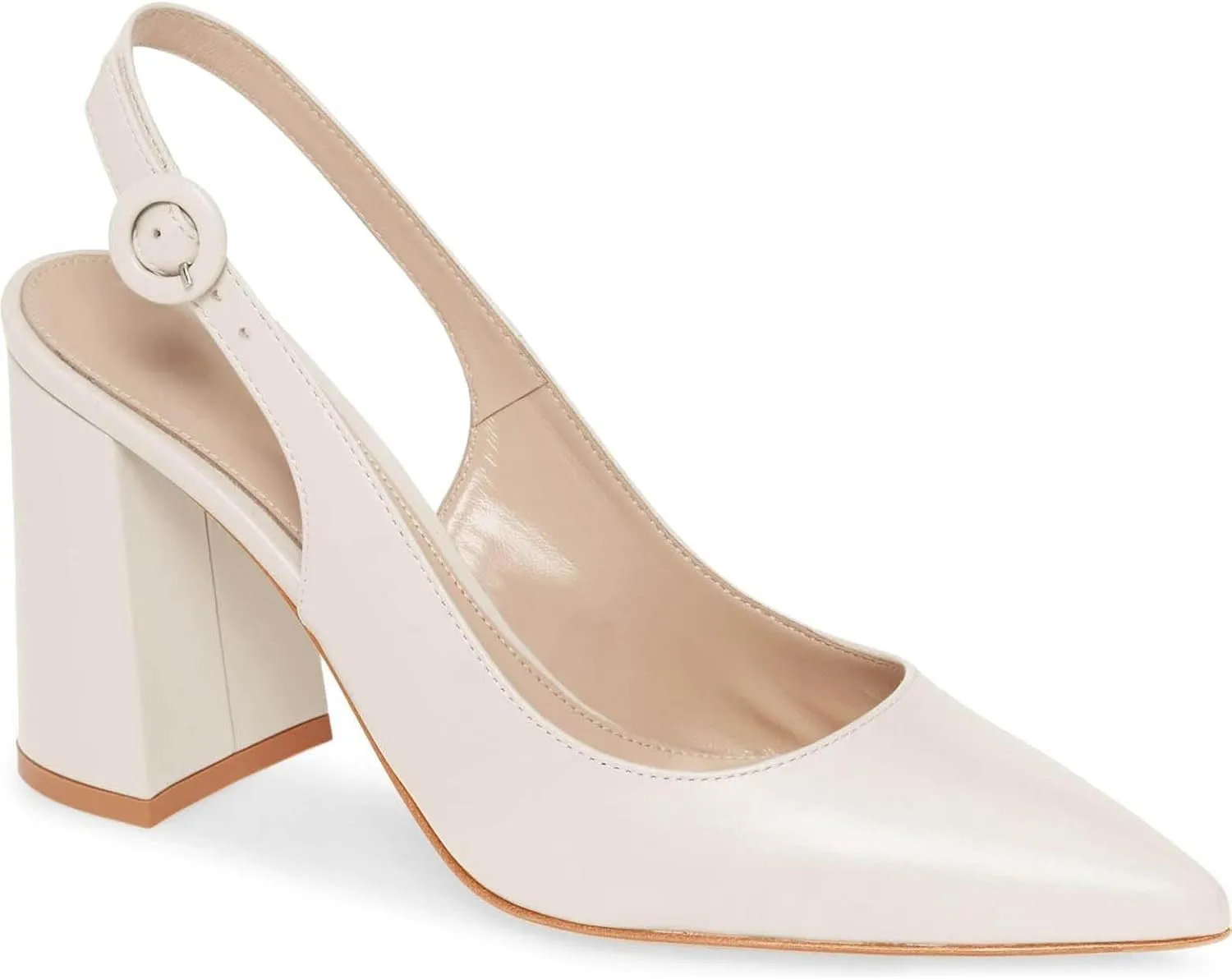 Women's Pointed Toe Block Heel Pumps Slingback Chunky Heel Slip On Work Party Dress Shoes