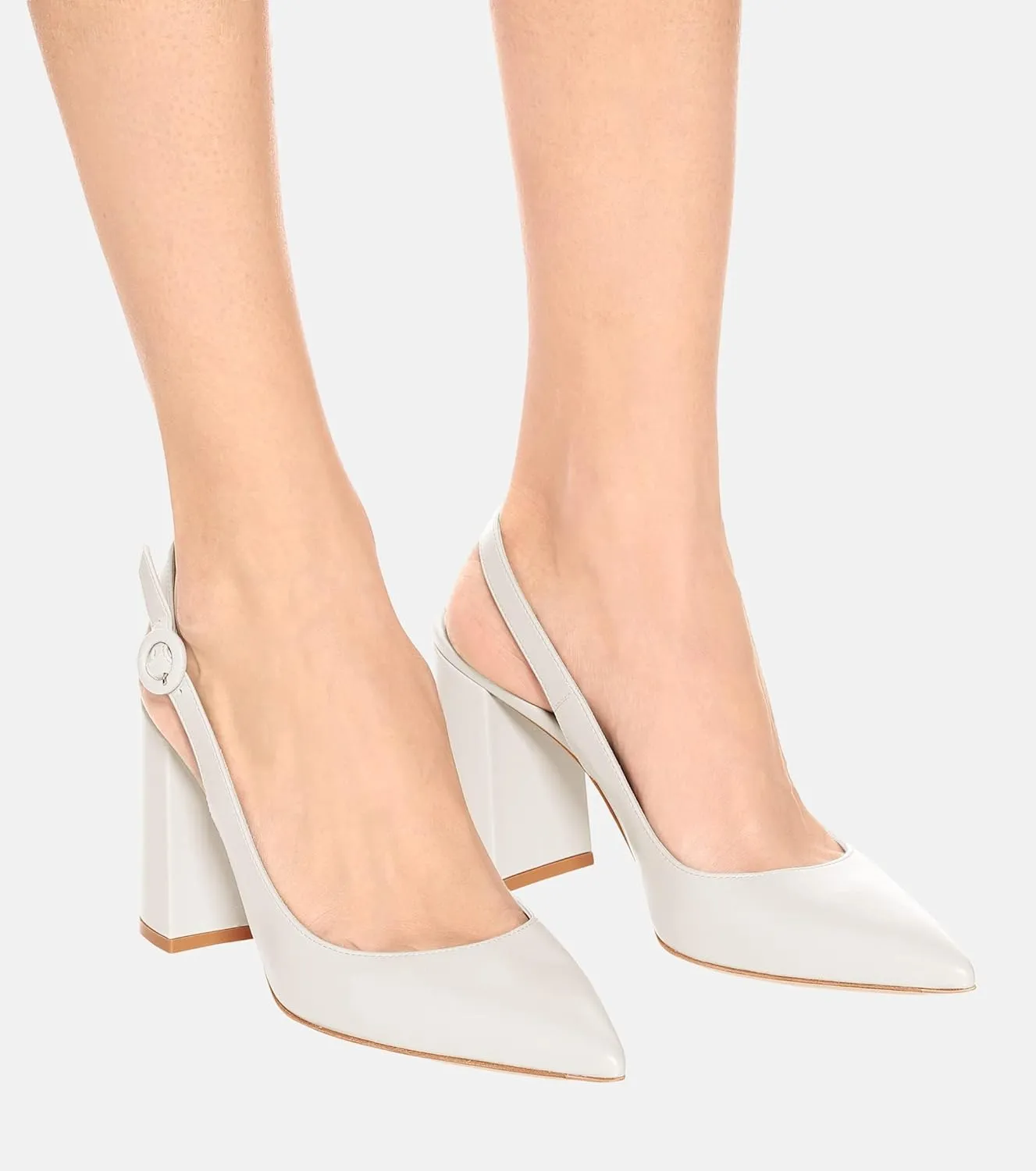 Women's Pointed Toe Block Heel Pumps Slingback Chunky Heel Slip On Work Party Dress Shoes