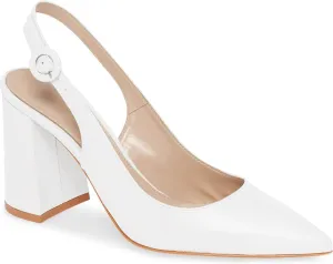 Women's Pointed Toe Block Heel Pumps Slingback Chunky Heel Slip On Work Party Dress Shoes