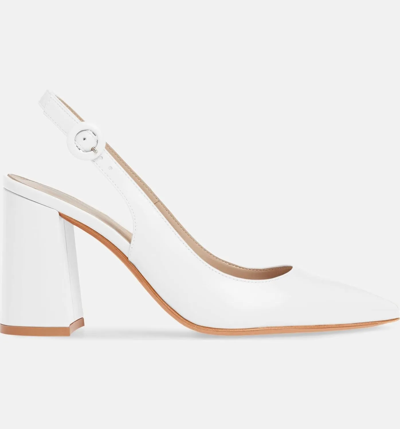 Women's Pointed Toe Block Heel Pumps Slingback Chunky Heel Slip On Work Party Dress Shoes