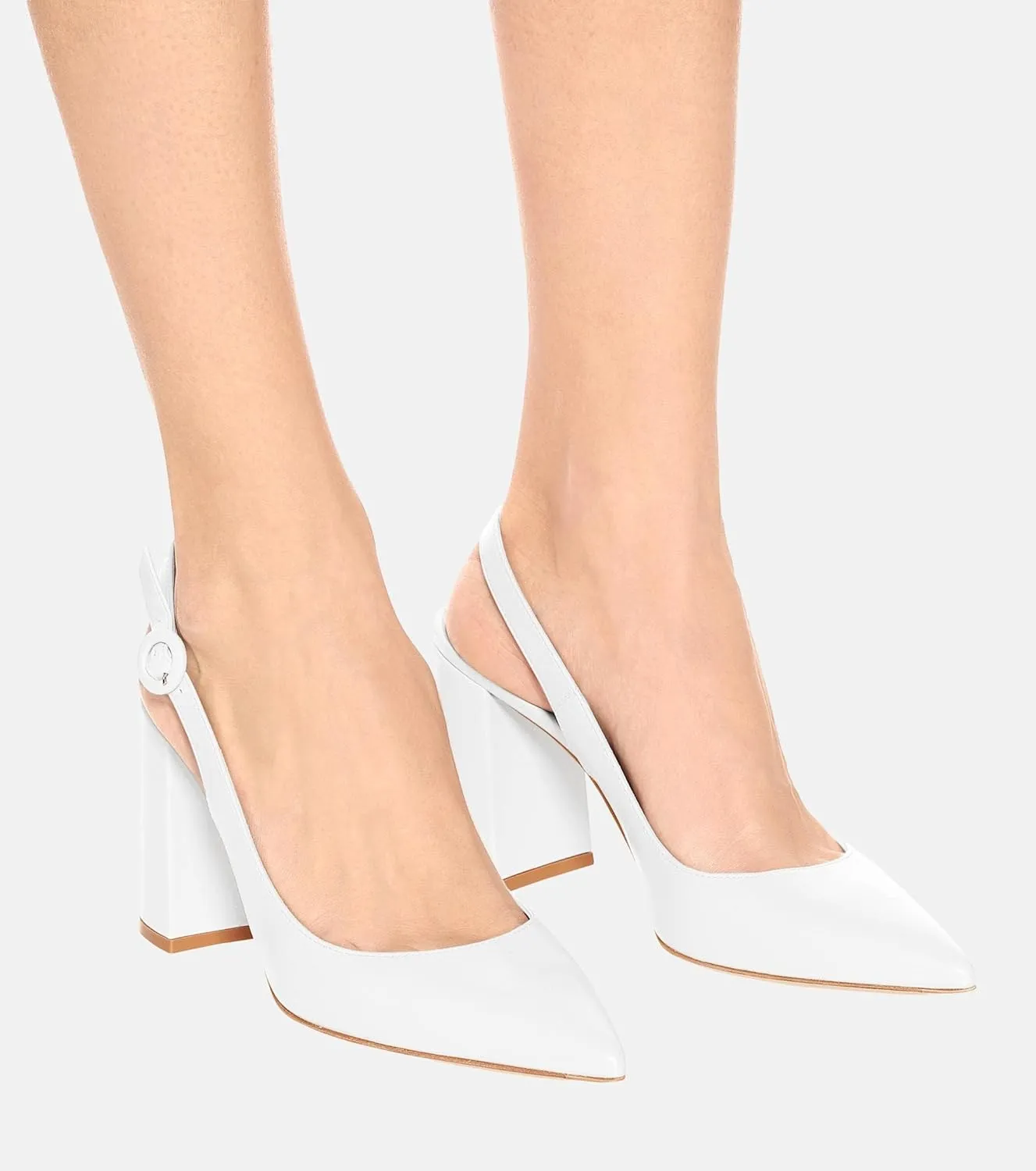 Women's Pointed Toe Block Heel Pumps Slingback Chunky Heel Slip On Work Party Dress Shoes