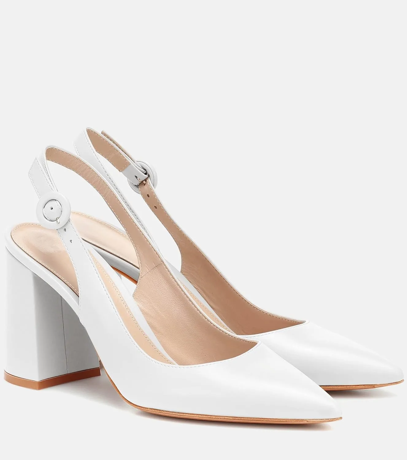 Women's Pointed Toe Block Heel Pumps Slingback Chunky Heel Slip On Work Party Dress Shoes