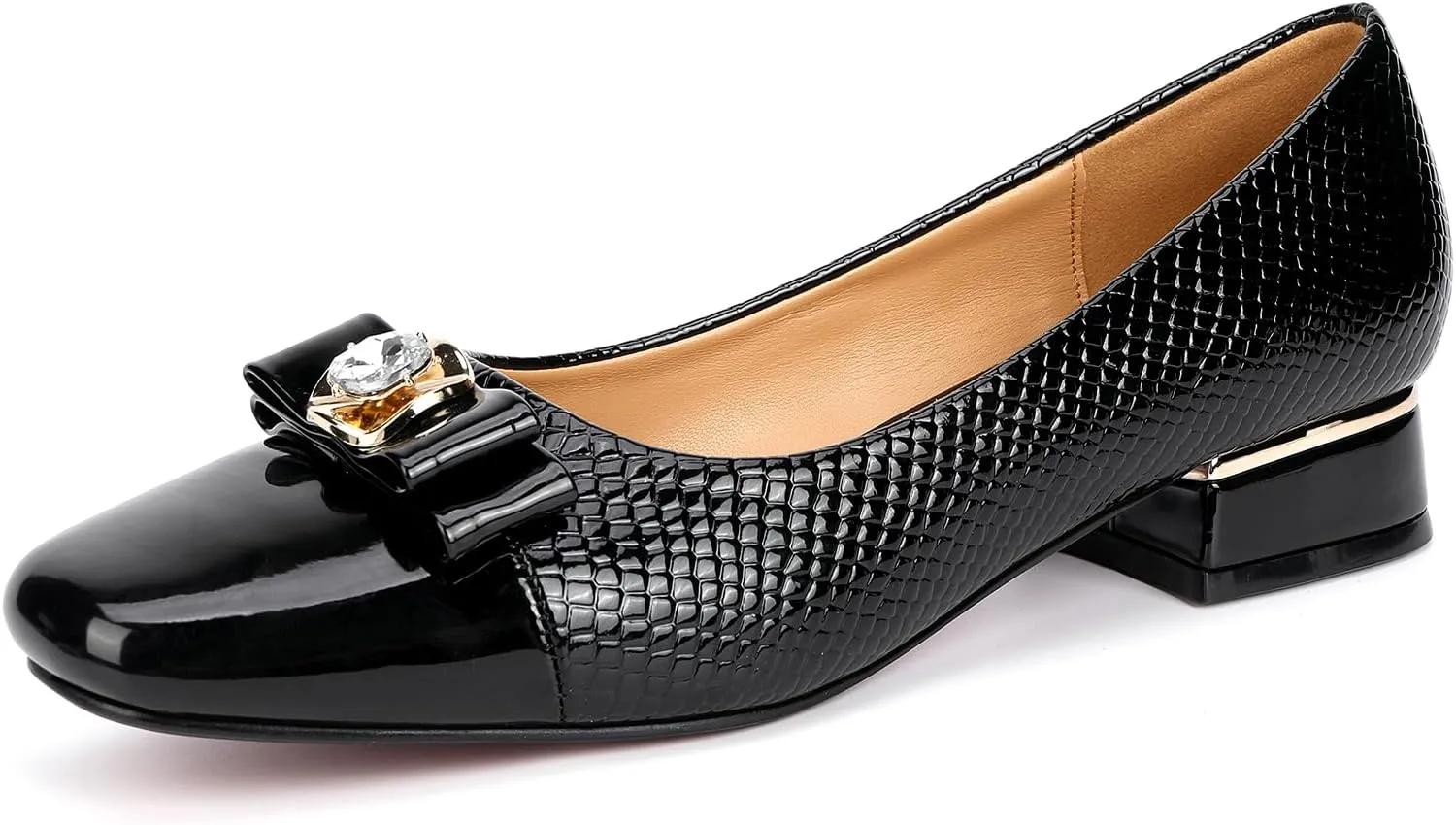 Women's Pointed Toe Closed Mouth Glitter Buckle Short Heel Shallow Mouth Evening Party Fashion High Heels