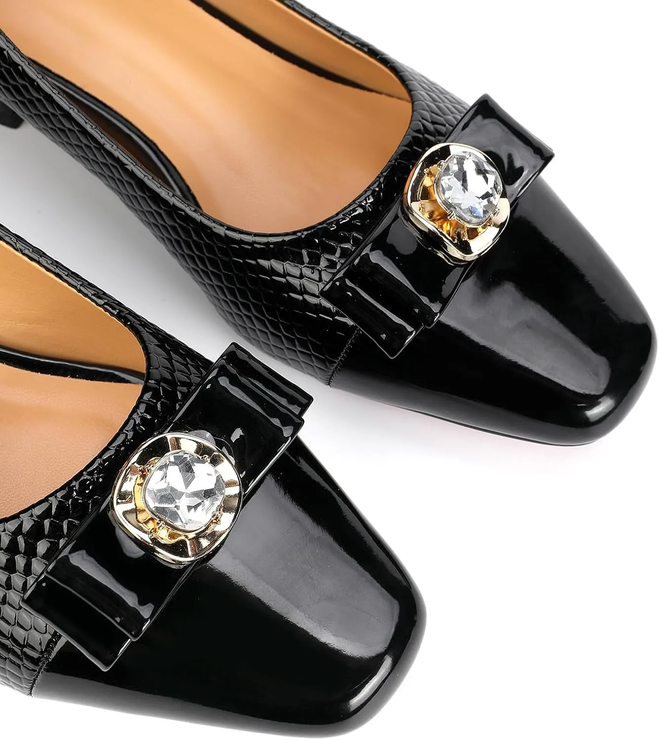 Women's Pointed Toe Closed Mouth Glitter Buckle Short Heel Shallow Mouth Evening Party Fashion High Heels