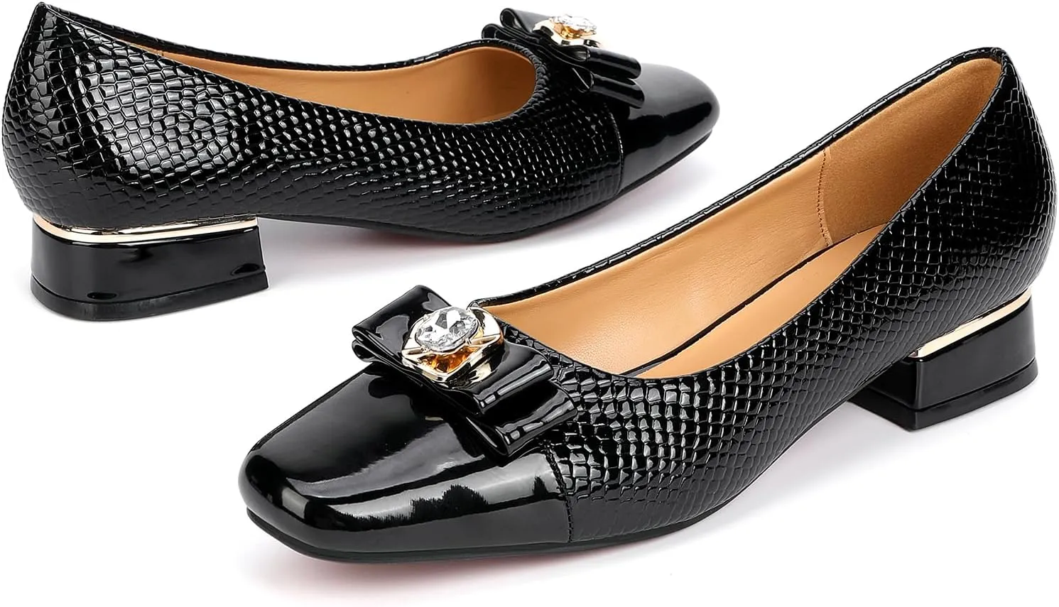 Women's Pointed Toe Closed Mouth Glitter Buckle Short Heel Shallow Mouth Evening Party Fashion High Heels