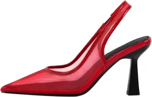 Women's Pointed Toe Mesh Slingback Sandals - Kitten Heel Stylish Elegant Stilettos