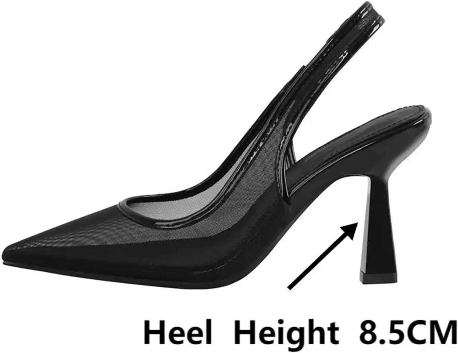 Women's Pointed Toe Mesh Slingback Sandals - Kitten Heel Stylish Elegant Stilettos