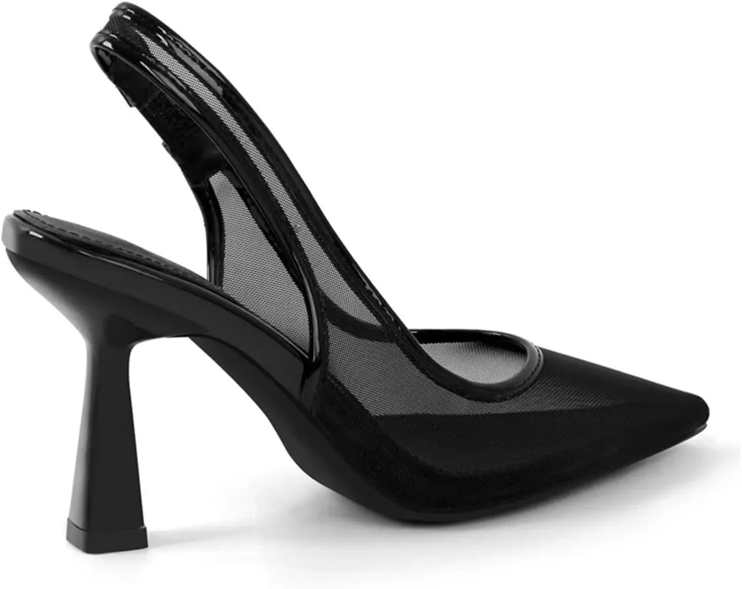 Women's Pointed Toe Mesh Slingback Sandals - Kitten Heel Stylish Elegant Stilettos