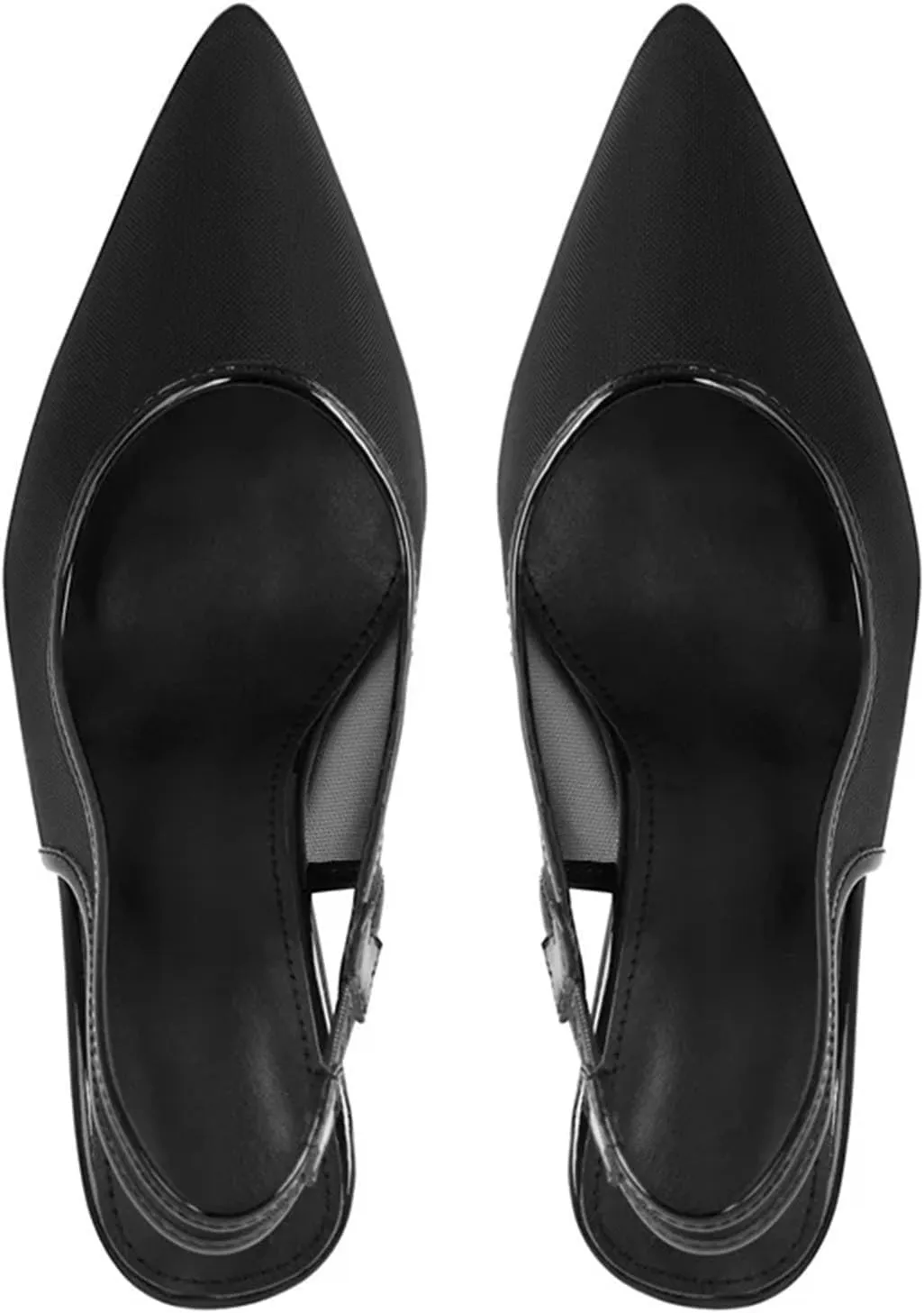 Women's Pointed Toe Mesh Slingback Sandals - Kitten Heel Stylish Elegant Stilettos