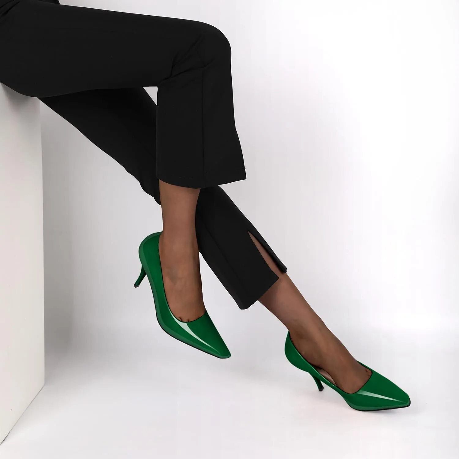 Women's Pumps Closed Toe High Heels Dress Square Toe Pumps Elegant Sexy 3.5 Inch Dressy Shoes