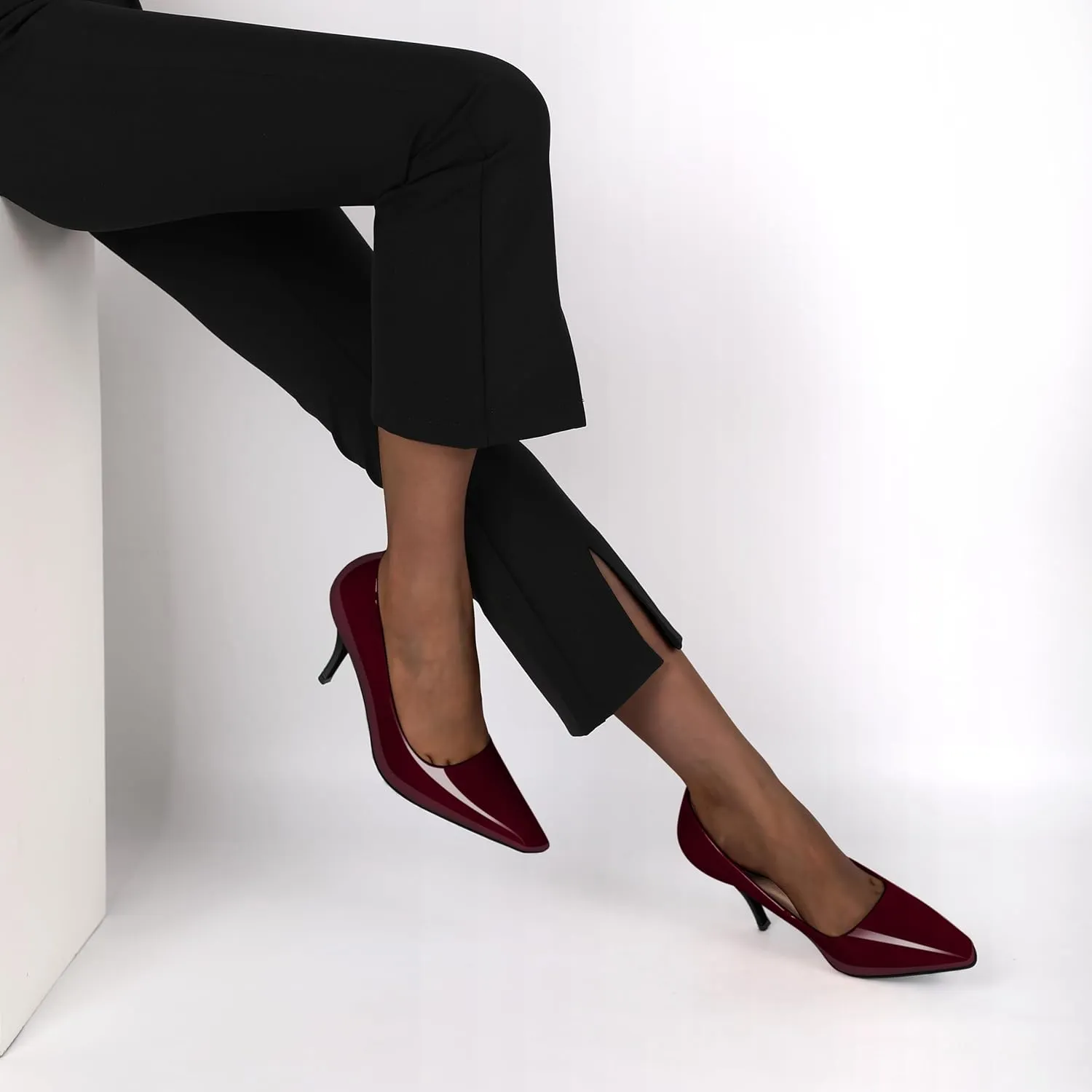 Women's Pumps Closed Toe High Heels Dress Square Toe Pumps Elegant Sexy 3.5 Inch Dressy Shoes