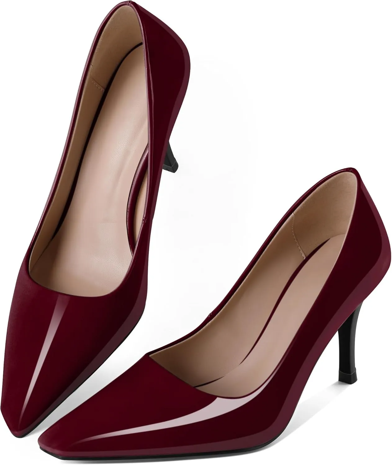 Women's Pumps Closed Toe High Heels Dress Square Toe Pumps Elegant Sexy 3.5 Inch Dressy Shoes