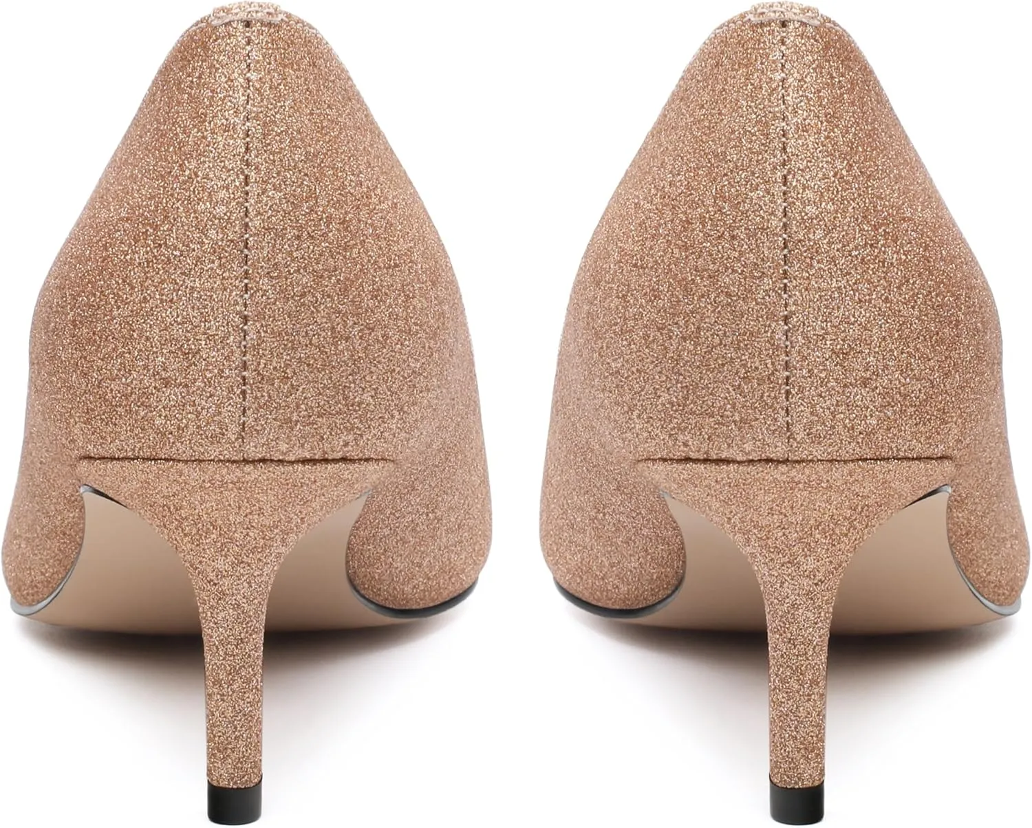 Women's Pumps, Pointed Closed Toe Black Gold Kitten Heels for Women, Comfortable 2 Inch Mid Heel Women's Dress Shoes