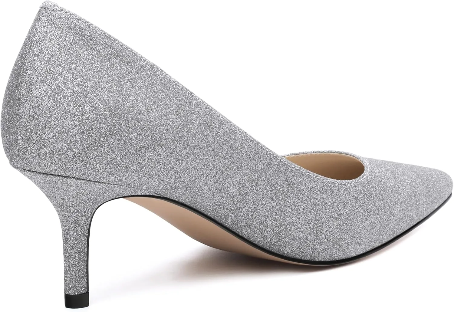 Women's Pumps, Pointed Closed Toe Black Gold Kitten Heels for Women, Comfortable 2 Inch Mid Heel Women's Dress Shoes