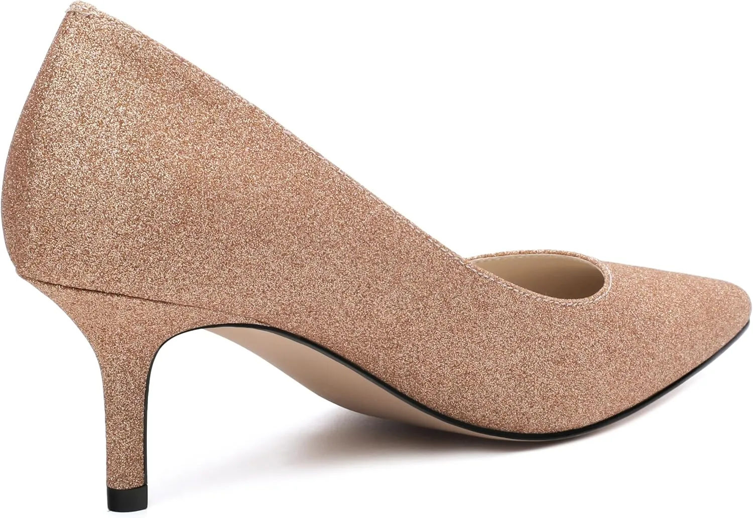 Women's Pumps, Pointed Closed Toe Black Gold Kitten Heels for Women, Comfortable 2 Inch Mid Heel Women's Dress Shoes