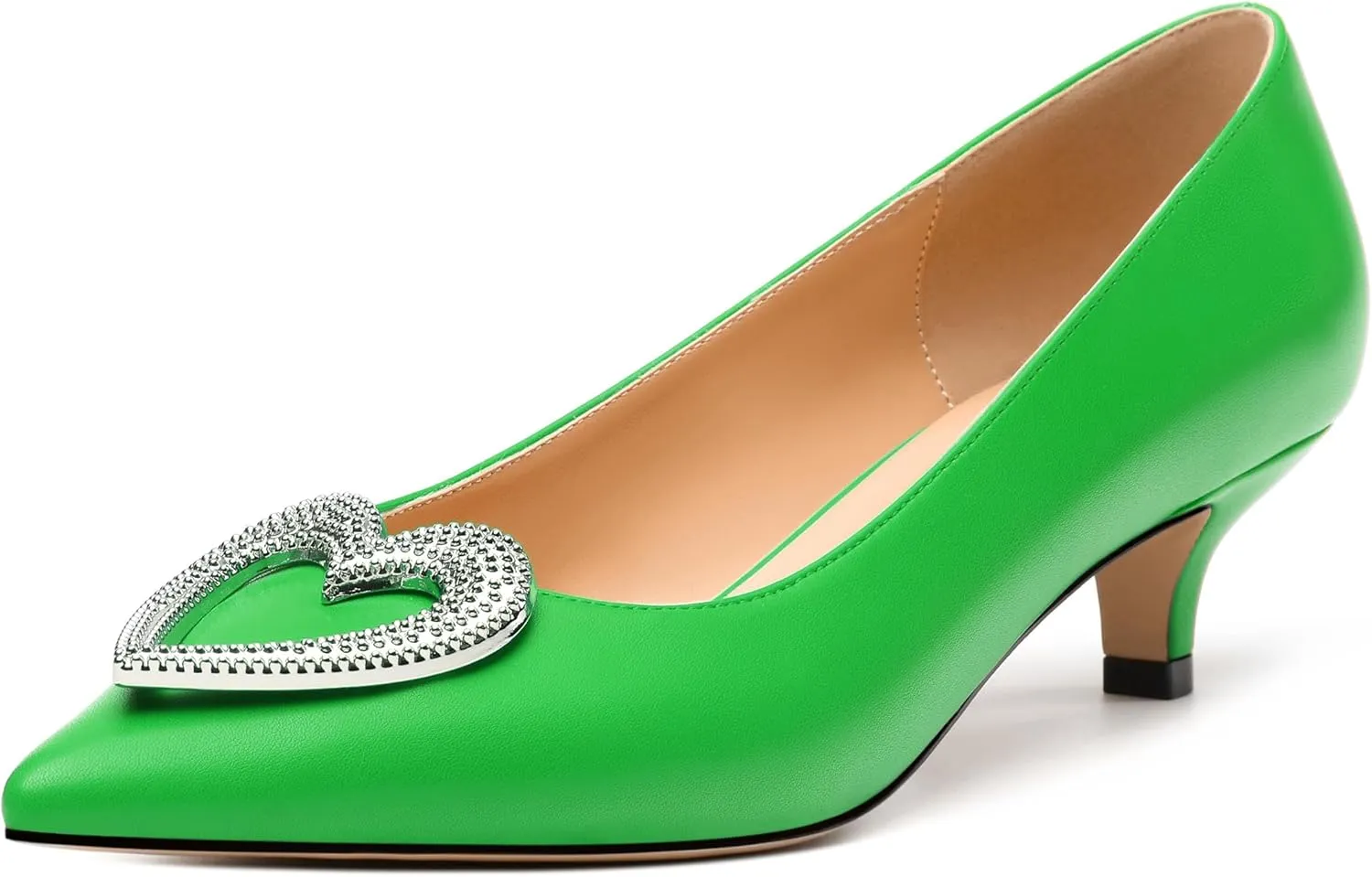 Women's Pumps Shoes Kitten Heels for Women Elegant Pumps Heart Shape Metal Pumps Heels