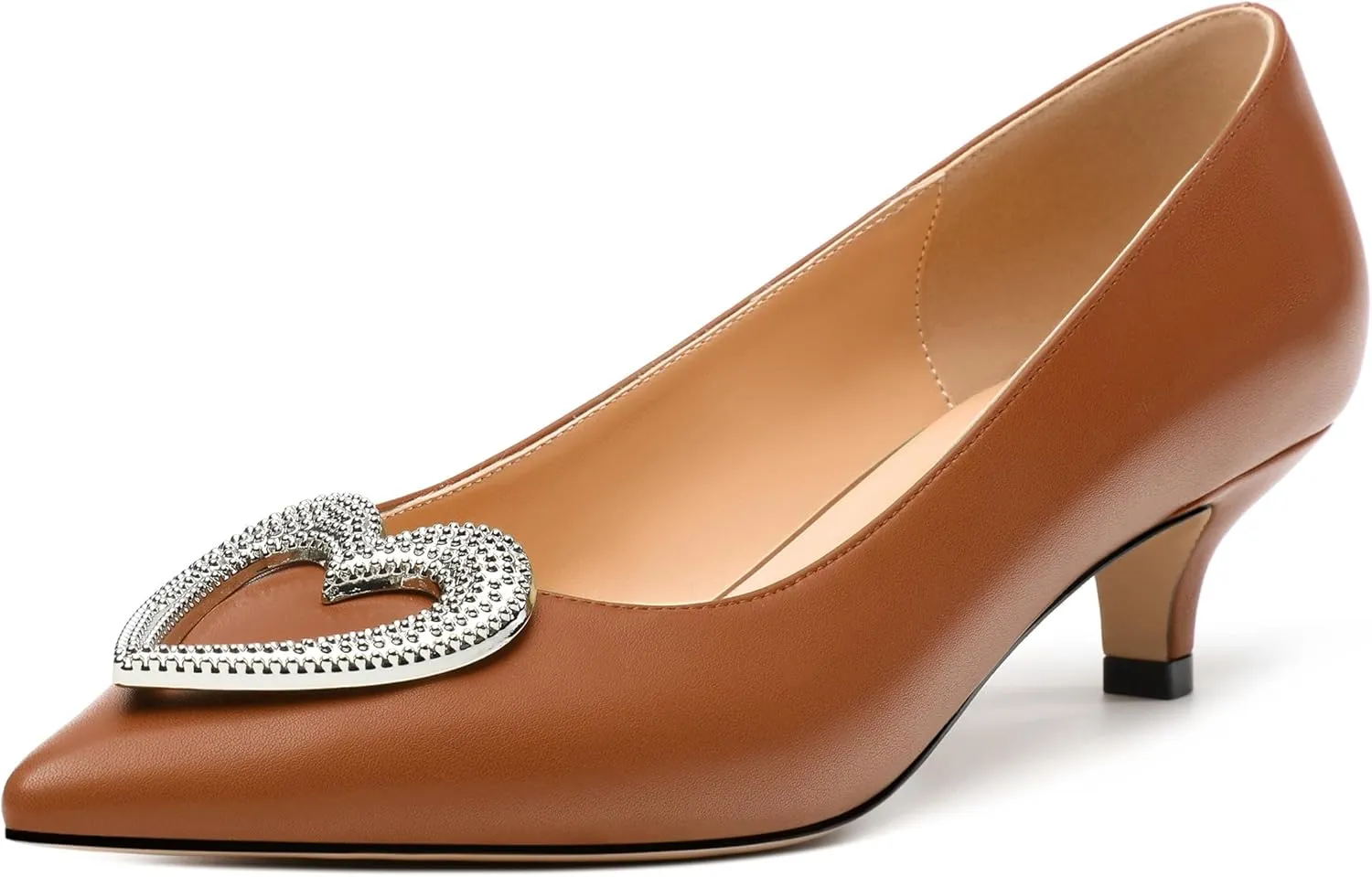 Women's Pumps Shoes Kitten Heels for Women Elegant Pumps Heart Shape Metal Pumps Heels