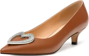 Women's Pumps Shoes Kitten Heels for Women Elegant Pumps Heart Shape Metal Pumps Heels