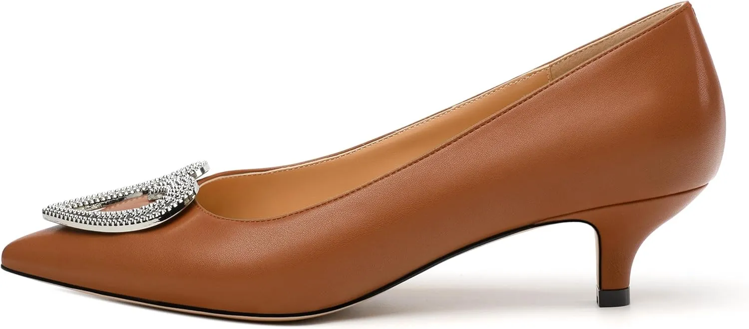 Women's Pumps Shoes Kitten Heels for Women Elegant Pumps Heart Shape Metal Pumps Heels