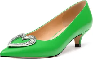 Women's Pumps Shoes Kitten Heels for Women Elegant Pumps Heart Shape Metal Pumps Heels