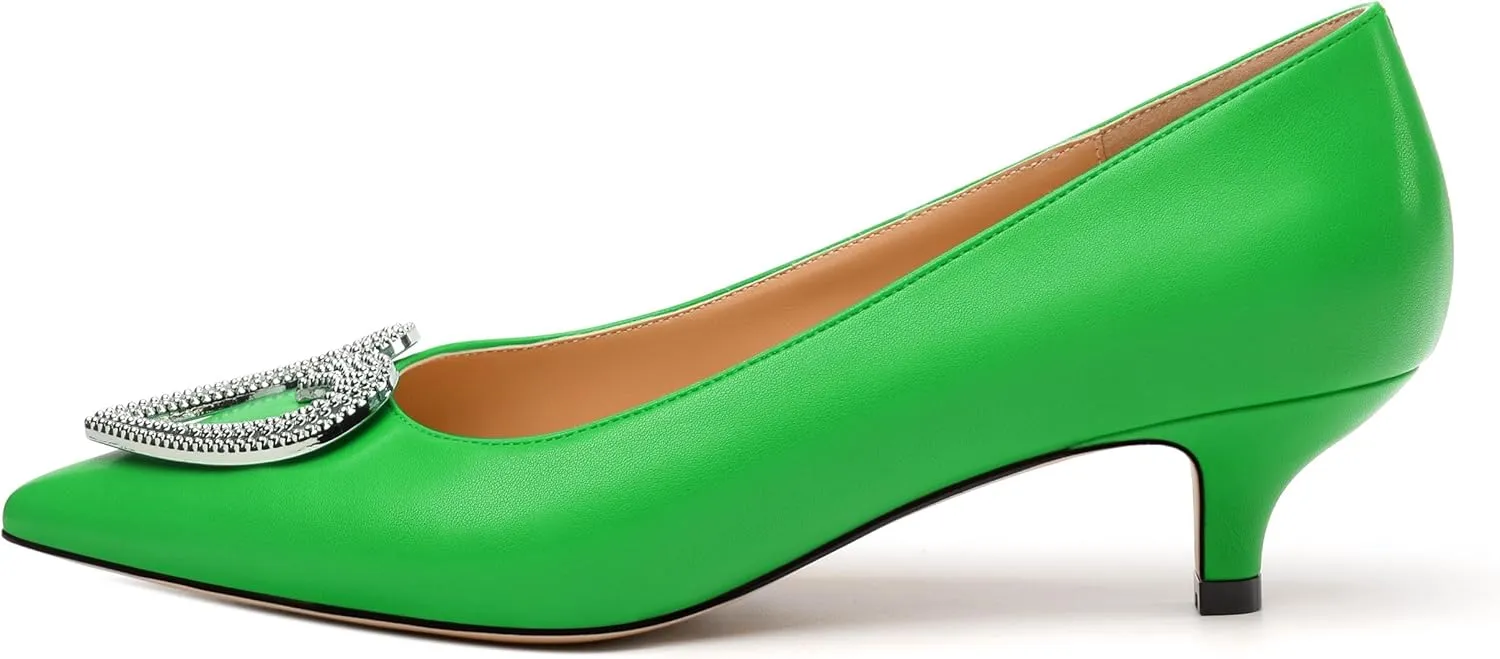 Women's Pumps Shoes Kitten Heels for Women Elegant Pumps Heart Shape Metal Pumps Heels
