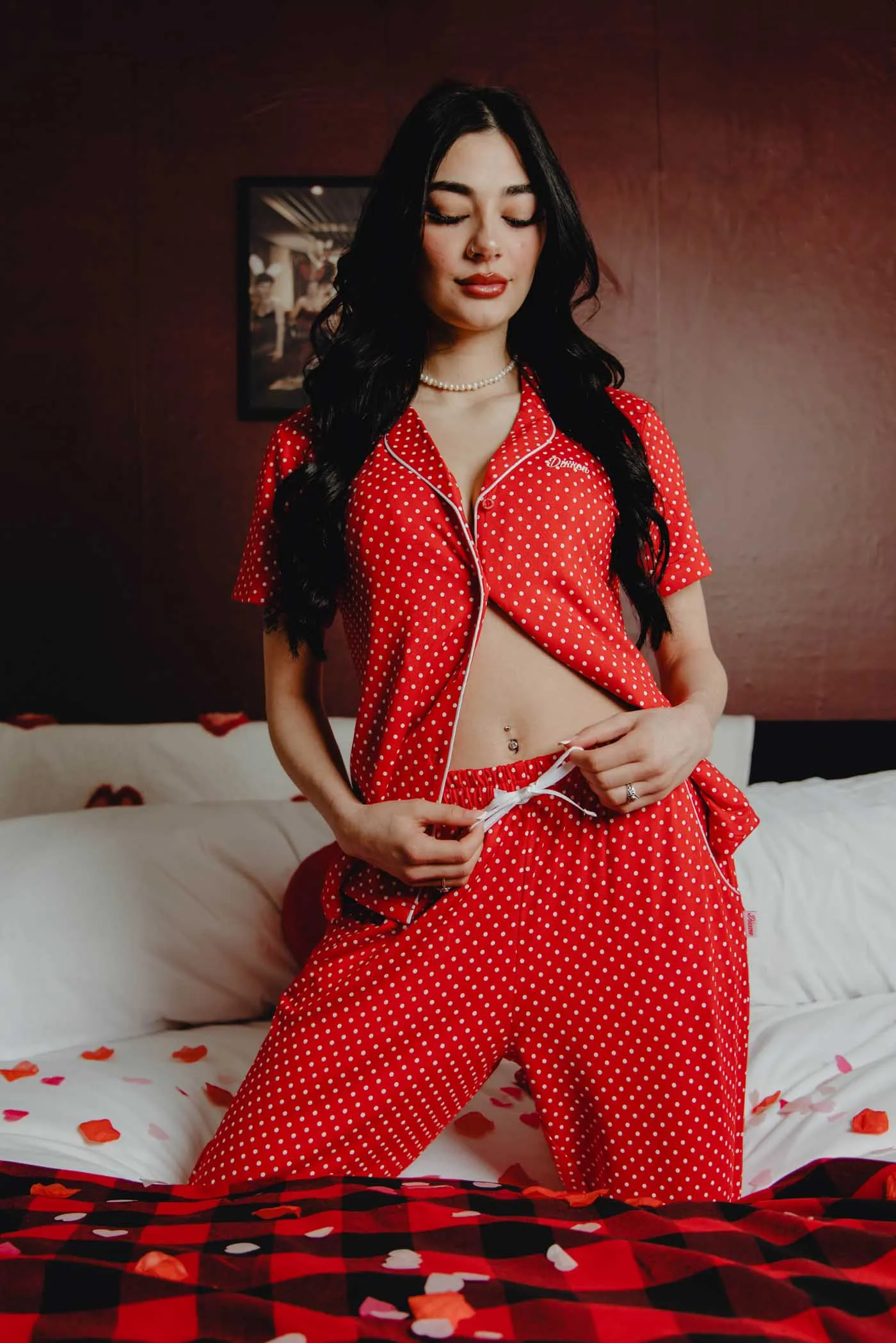 Women's Red Milton Pajama Pants