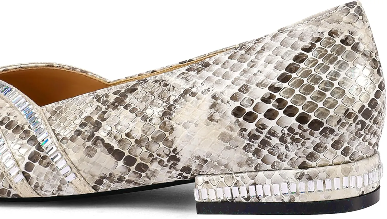 Womens Rhinestone Round-Toe Ballet Flat Slip-On Shoes - Non-Slip, Comfortable, Low-Heel Flat Shoes