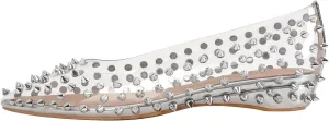 Women's Rivet Pointed Toe Slip on Flats Shoes,Fashion Studded Leather Comfortable Office
