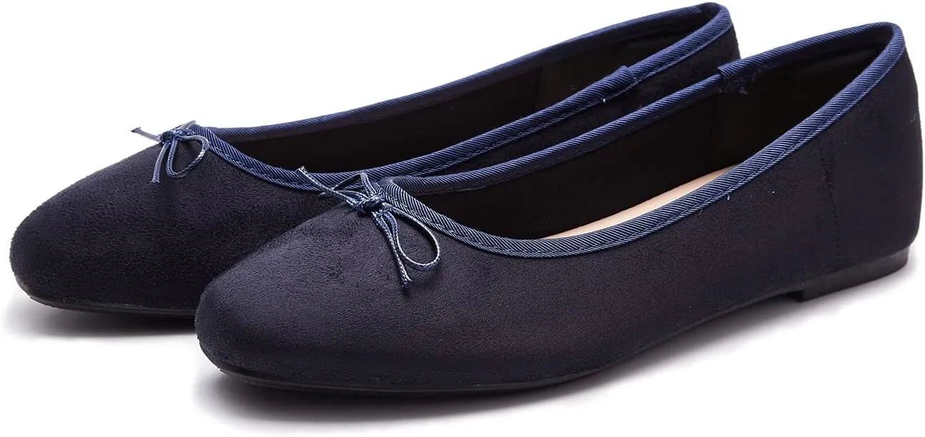Women's Round Toe Ballet Flats Comfortable Bow Dressy Flats Shoes for Women