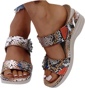 Womens Sandals Casual Dressy Summer Flatform with Arch Support Shoes Orthopedic Slippers Anti-Slip Comfy Sandals