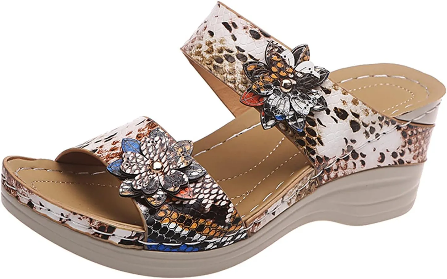 Womens Sandals Casual Dressy Summer Flatform with Arch Support Shoes Orthopedic Slippers Anti-Slip Comfy Sandals