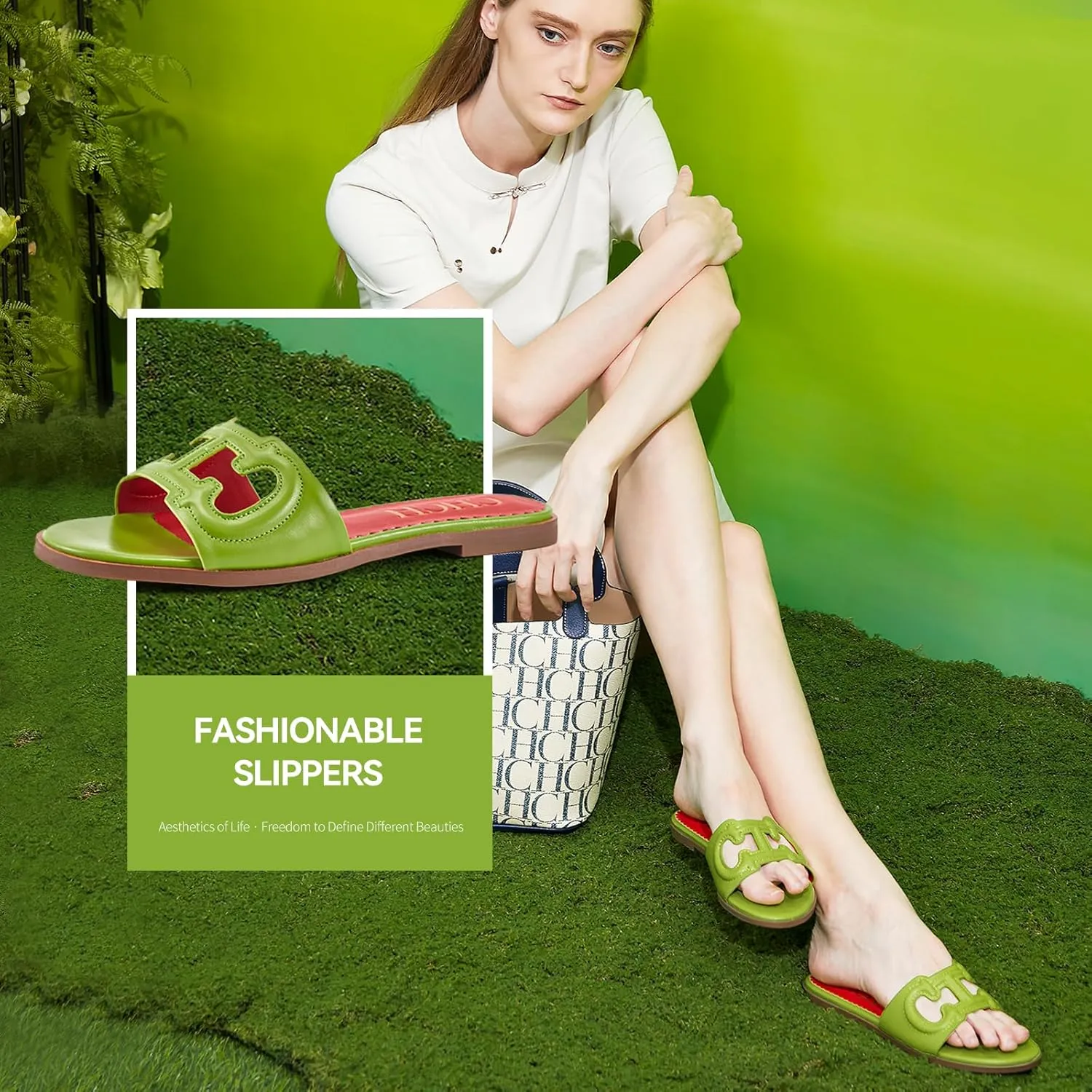 Women's Sandals Comfortable Open Toed Flat Slippers Beach Vacation Sandals Hollowed Out Design