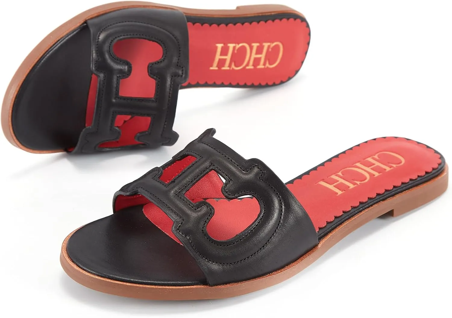 Women's Sandals Comfortable Open Toed Flat Slippers Beach Vacation Sandals Hollowed Out Design