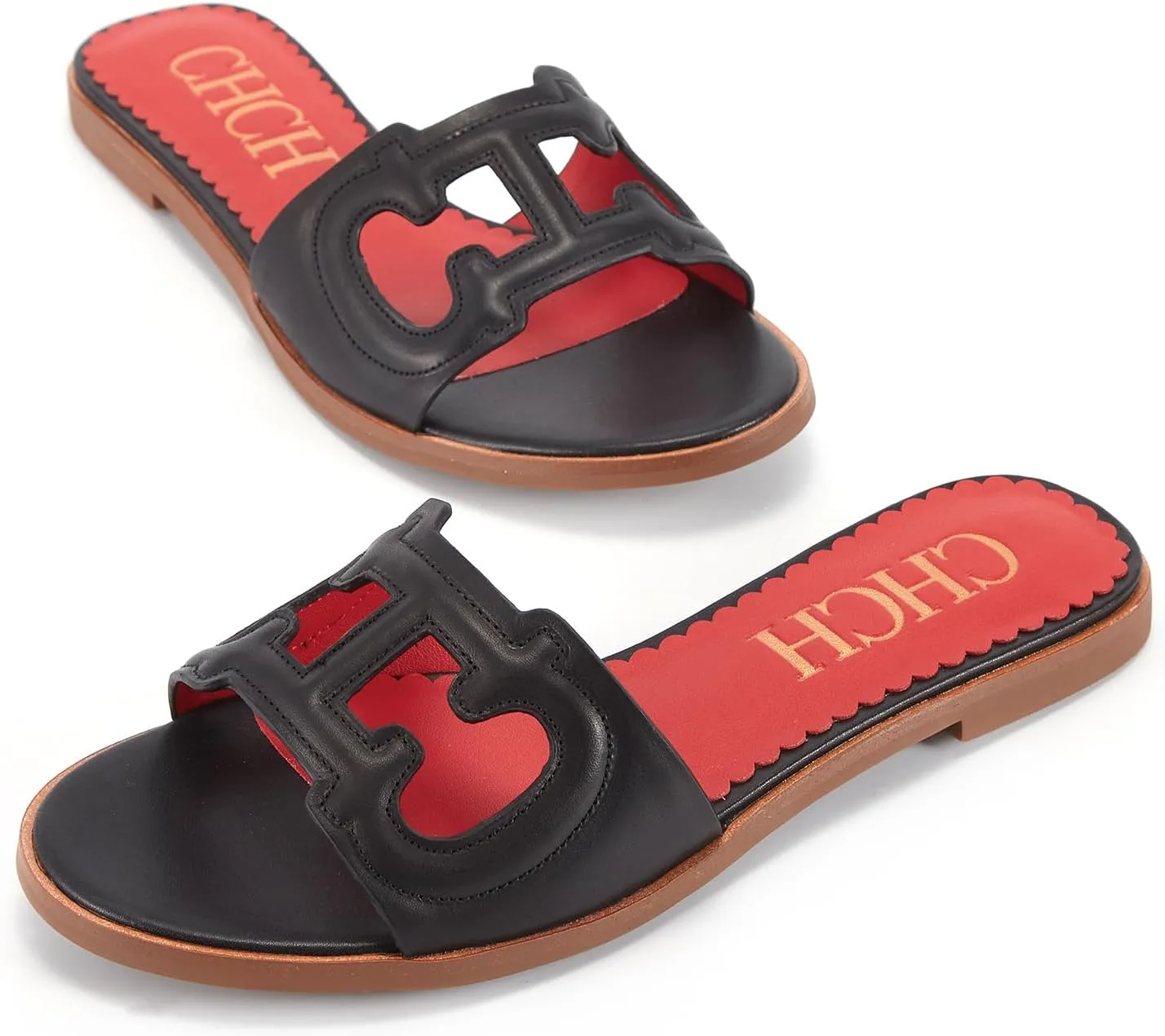 Women's Sandals Comfortable Open Toed Flat Slippers Beach Vacation Sandals Hollowed Out Design