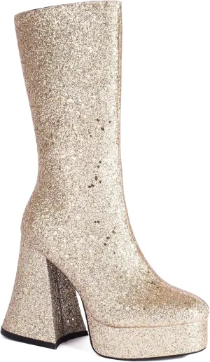 Women's Sexy Chunky Glitter Ankle Boots, Side Zipper High Heel Sparkly Sequin Platform Booties, Shiny Bling Fashion Dress Combat Boot