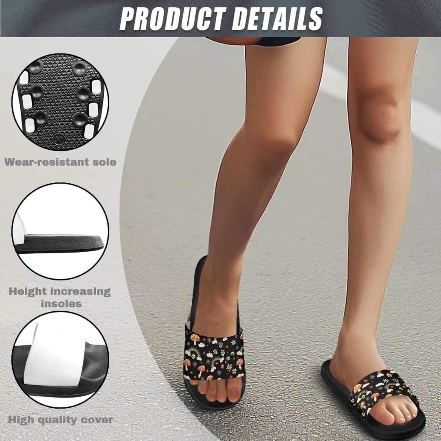 Women's Slide Sandals Casual Beach Pool Sandals Anti Slip Indoor & Outdoor Slide Slippers