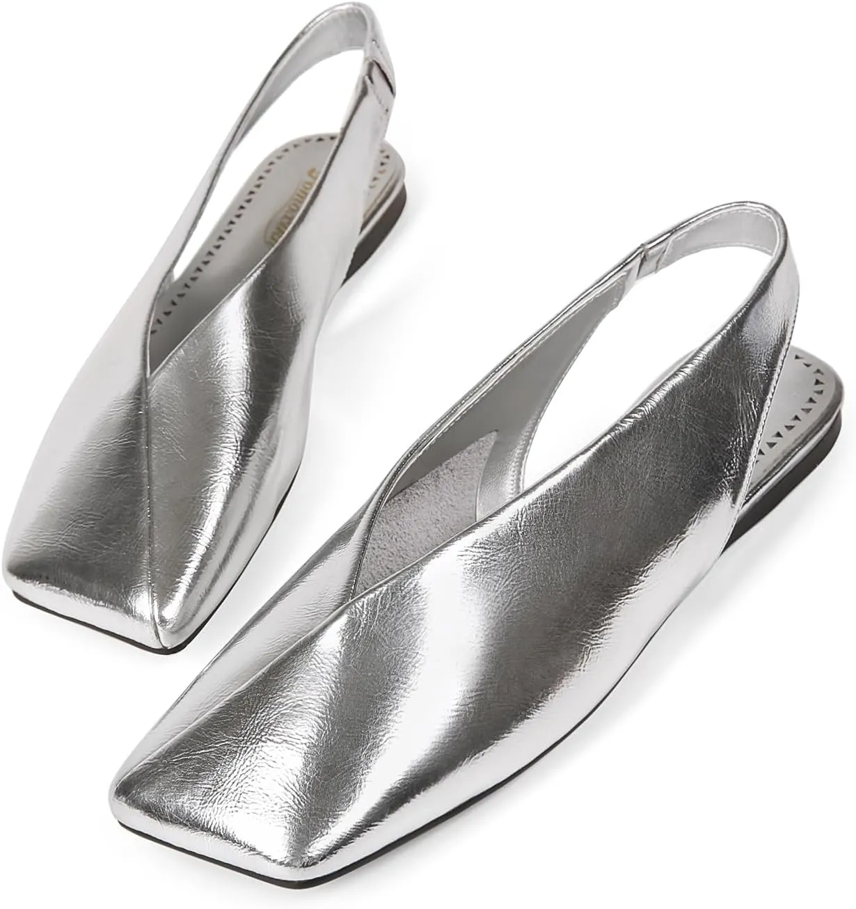 Women's Slingback Flats Fashion Comfortable Casual Work Flats for Women Elegant Square Toe Shoes