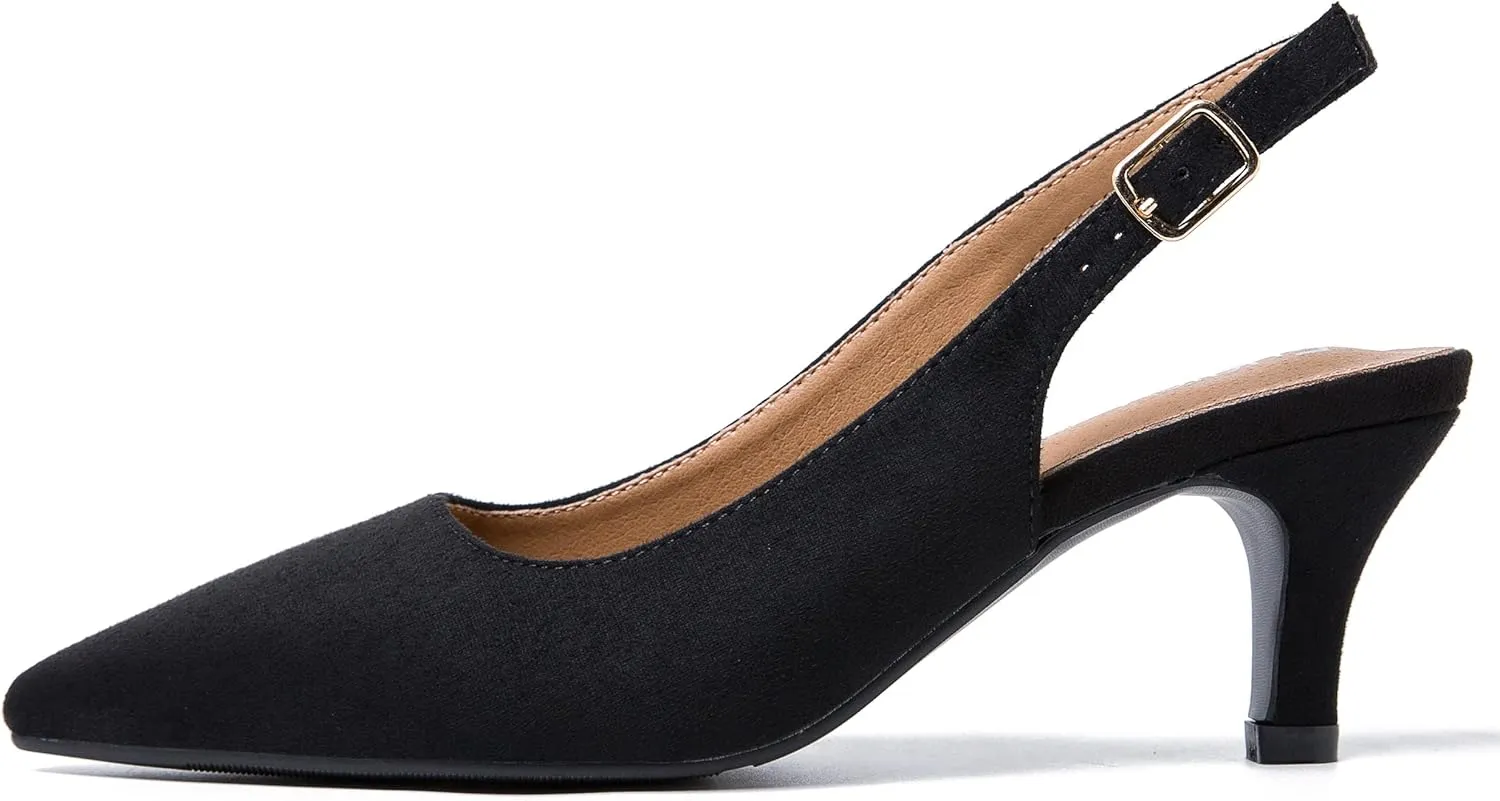 Women's Slingback Kitten Heel Pointed Closed Toe Low Heel Pumps Elegant Comfortable Dress Wedding Evening Bridal Party Shoes