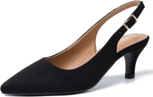 Women's Slingback Kitten Heel Pointed Closed Toe Low Heel Pumps Elegant Comfortable Dress Wedding Evening Bridal Party Shoes