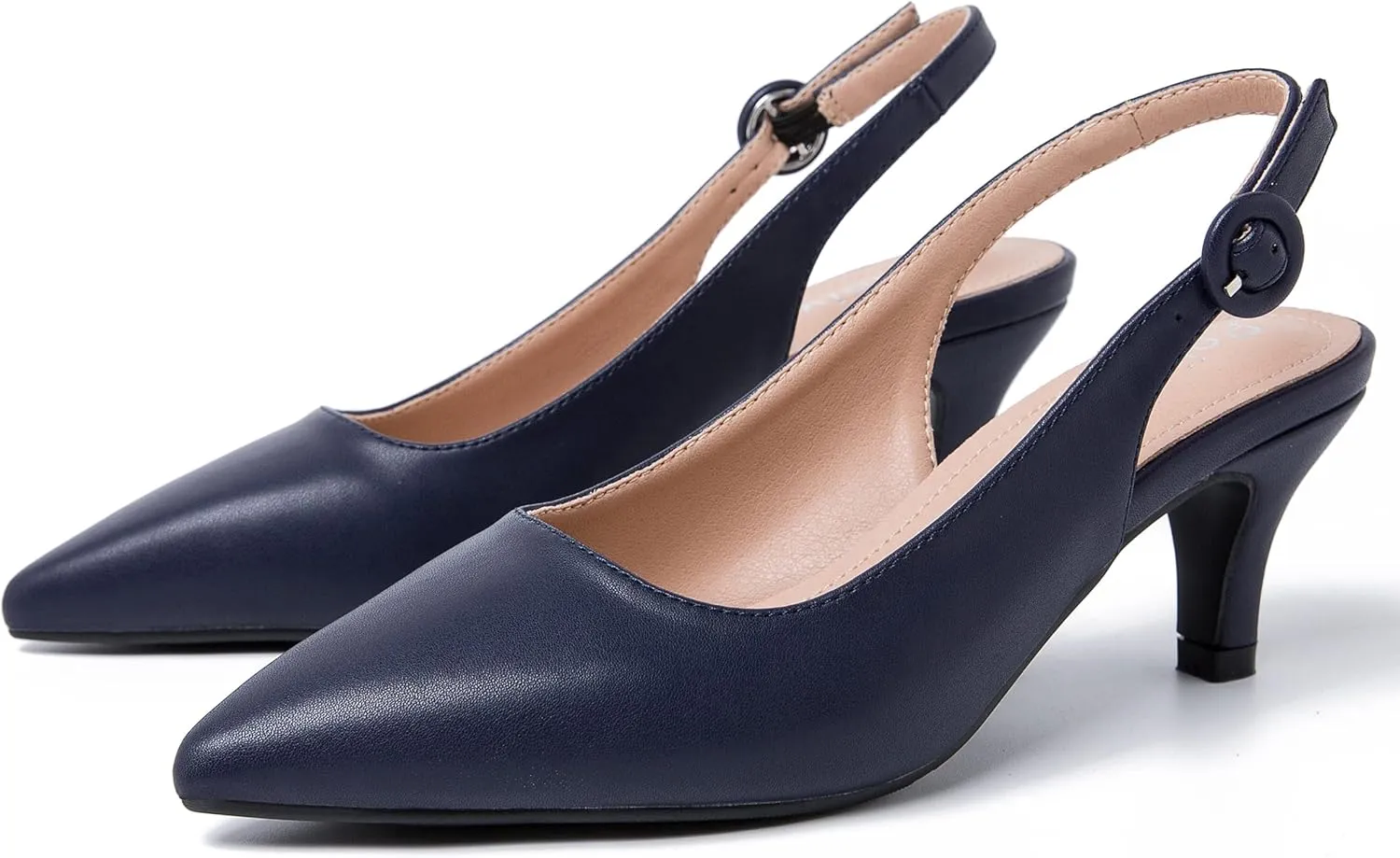 Women's Slingback Low Kitten Heels Closed Toe Pumps Work Dressy Shoes