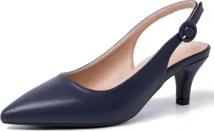 Women's Slingback Low Kitten Heels Closed Toe Pumps Work Dressy Shoes