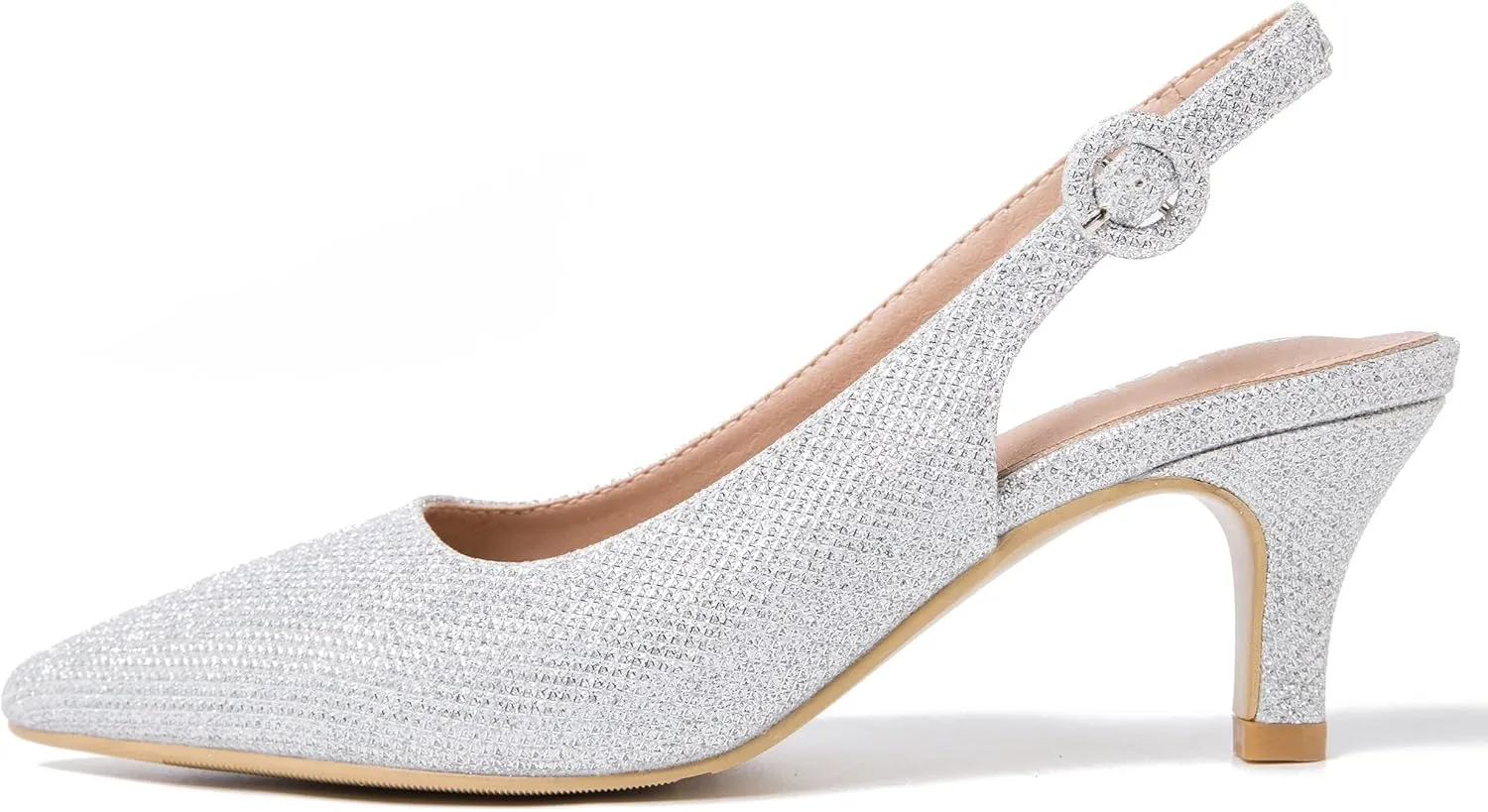 Women's Slingback Low Kitten Heels Closed Toe Pumps Work Dressy Shoes