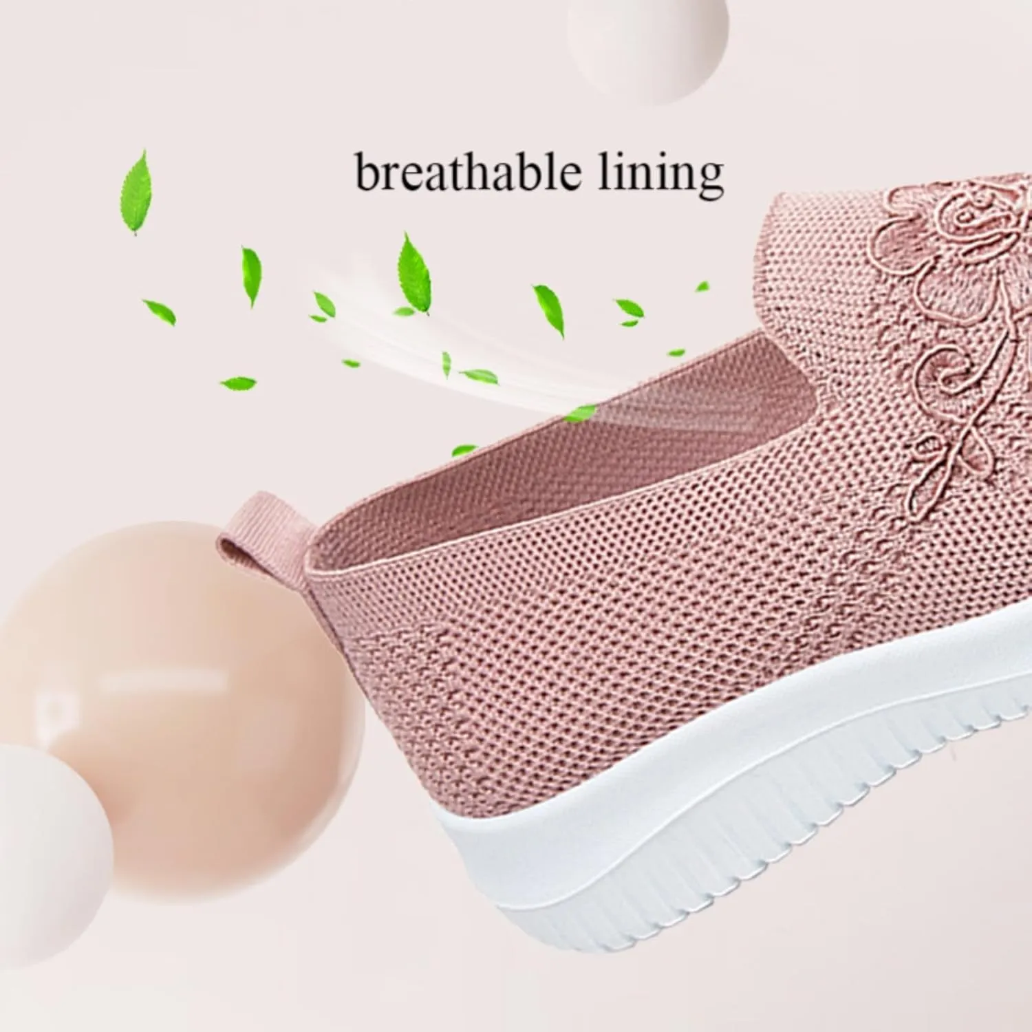 Women's Slip-On Knit Mesh Loafers Lightweight and Comfortable Breathable Mesh Walking Shoe Casual Embroidered Flat Loafers
