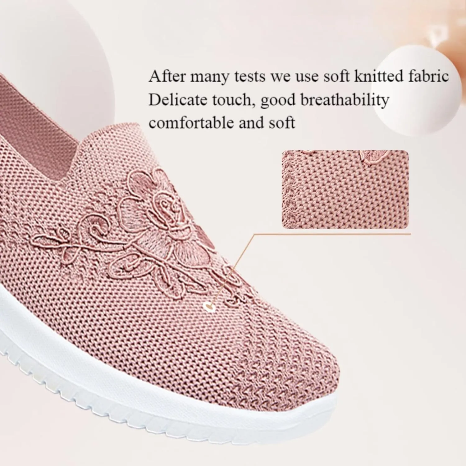 Women's Slip-On Knit Mesh Loafers Lightweight and Comfortable Breathable Mesh Walking Shoe Casual Embroidered Flat Loafers