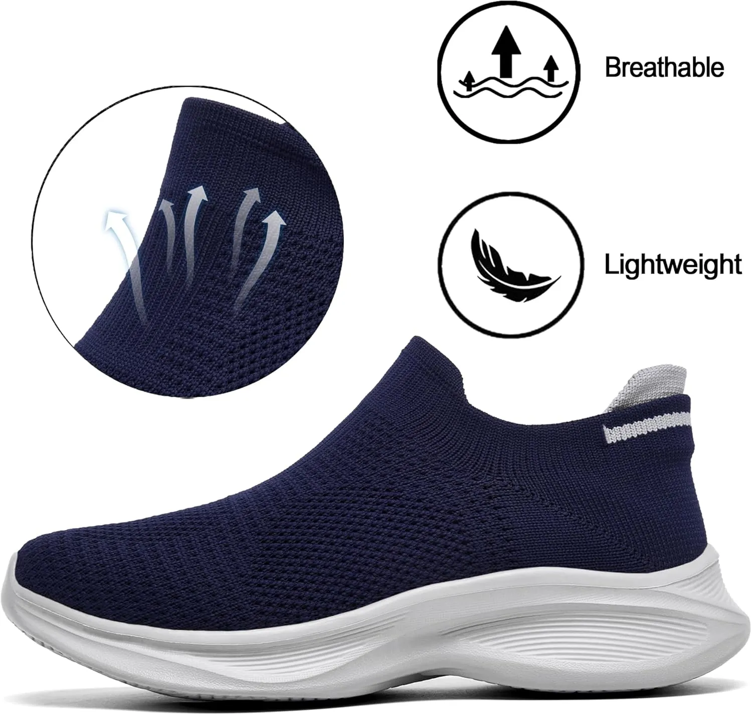 Women’s Slip on Walking Shoes Breathable Comfort Lightweight Sock Shoe Non Slip Work Shoes Fashion Running Tennis Sneakers